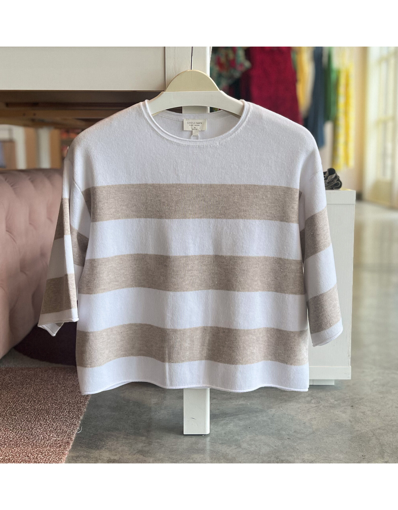 GENTLE FAWN AMINA 3/4 SLEEVE STRIPE TOP