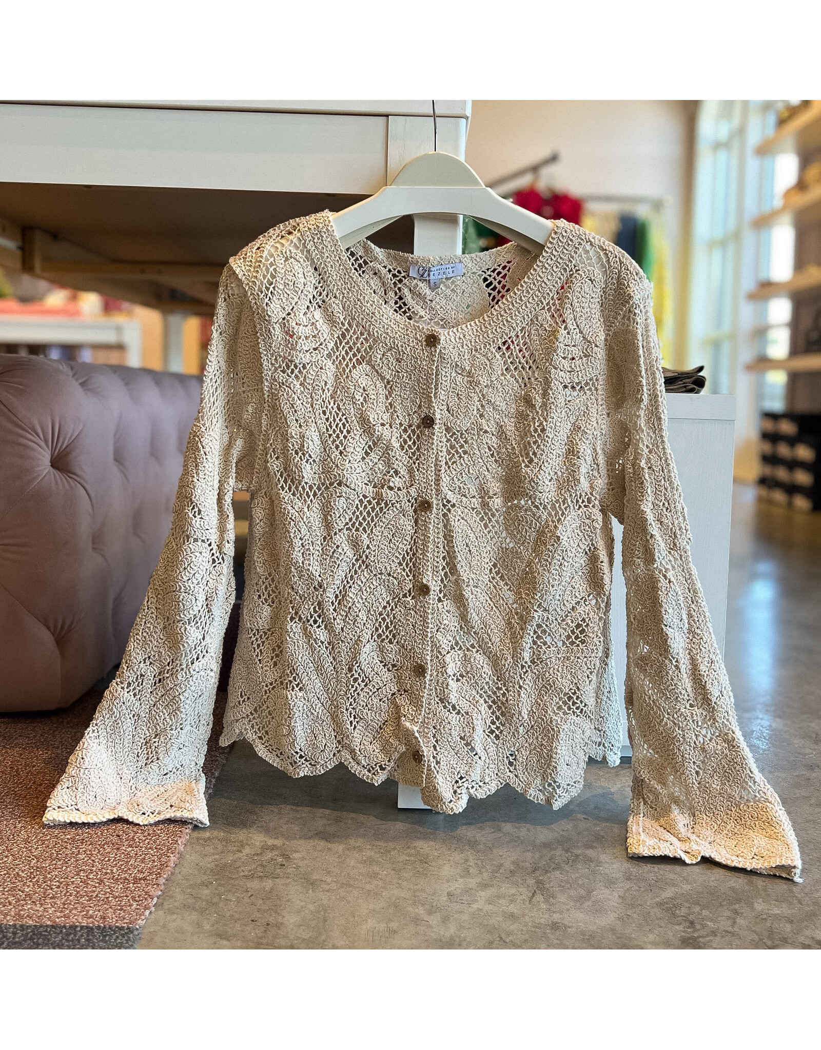 PASCALE CROCHET LACE BUTTON CARDIGAN
