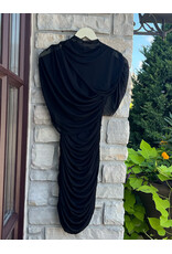 OKAPI ASYMMETRIC CAPE RUCH MINI DRESS