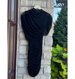 OKAPI ASYMMETRIC CAPE RUCH MINI DRESS