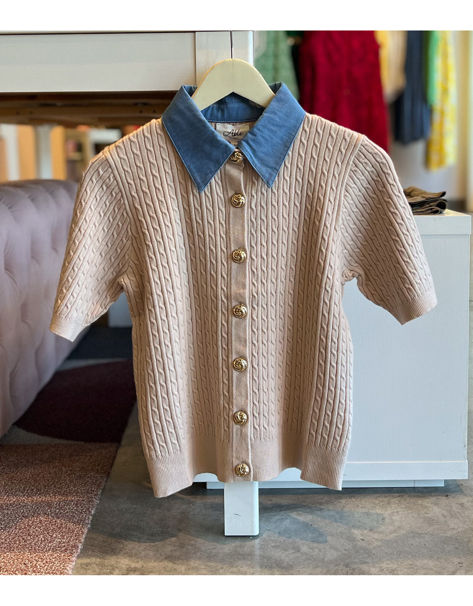 PARISA DENIM COLLAR CARDIGAN