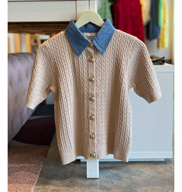PARISA DENIM COLLAR CARDIGAN