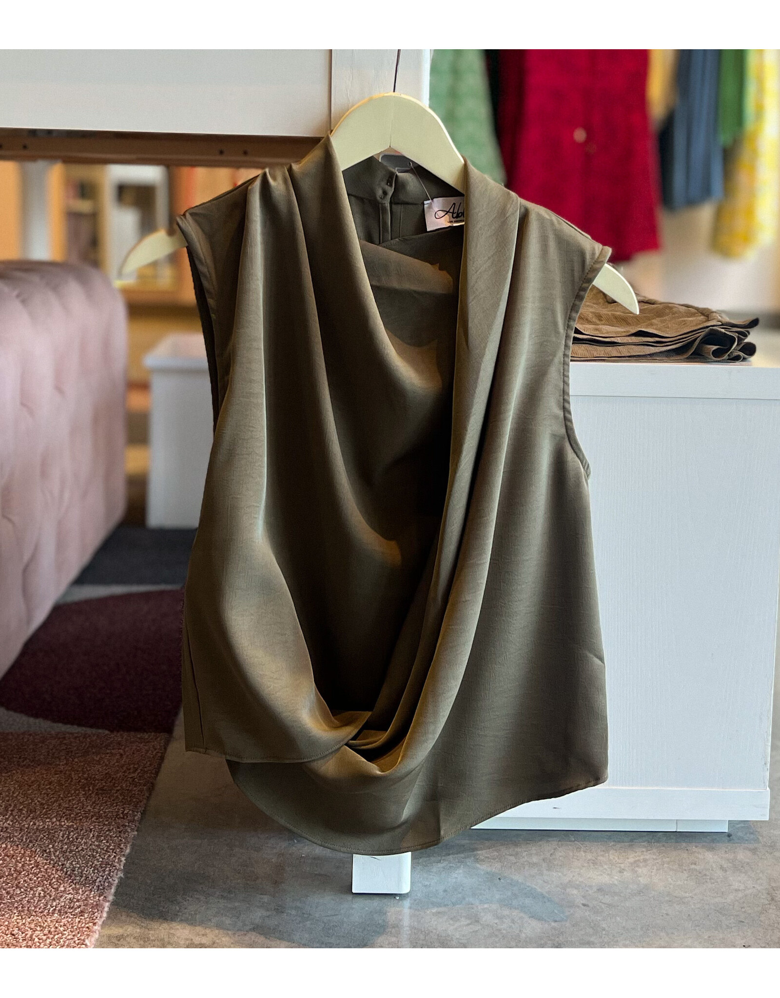 YIGIT SLEEVELESS DRAPED TOP