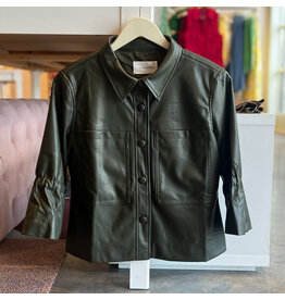 SIX/FIFTY ROMY FAUX LEATHER 3/4 FLUTTER SLV JACKET