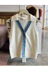 LAELIA COLLARED DENIM VEST TOP