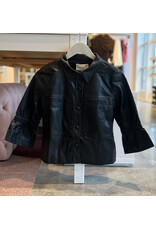 SIX/FIFTY ROMY FAUX LEATHER 3/4 FLUTTER SLV JACKET