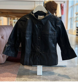SIX/FIFTY ROMY FAUX LEATHER 3/4 FLUTTER SLV JACKET