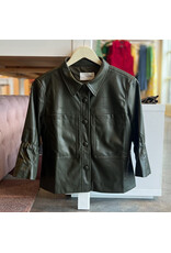 SIX/FIFTY ROMY FAUX LEATHER 3/4 FLUTTER SLV JACKET
