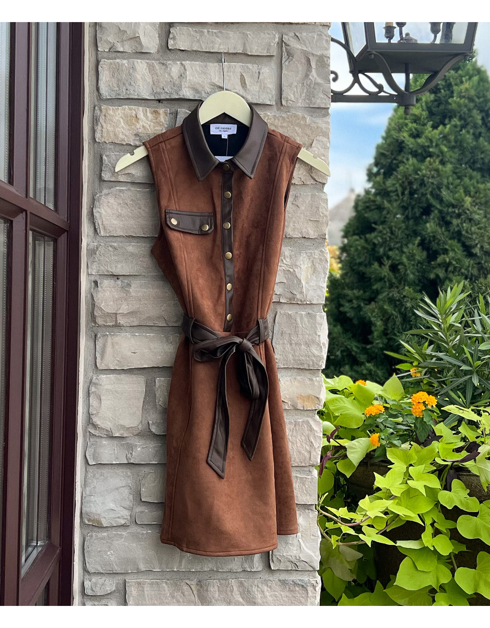 ANOTONELLO SUEDE MEDIA MIX DRESS