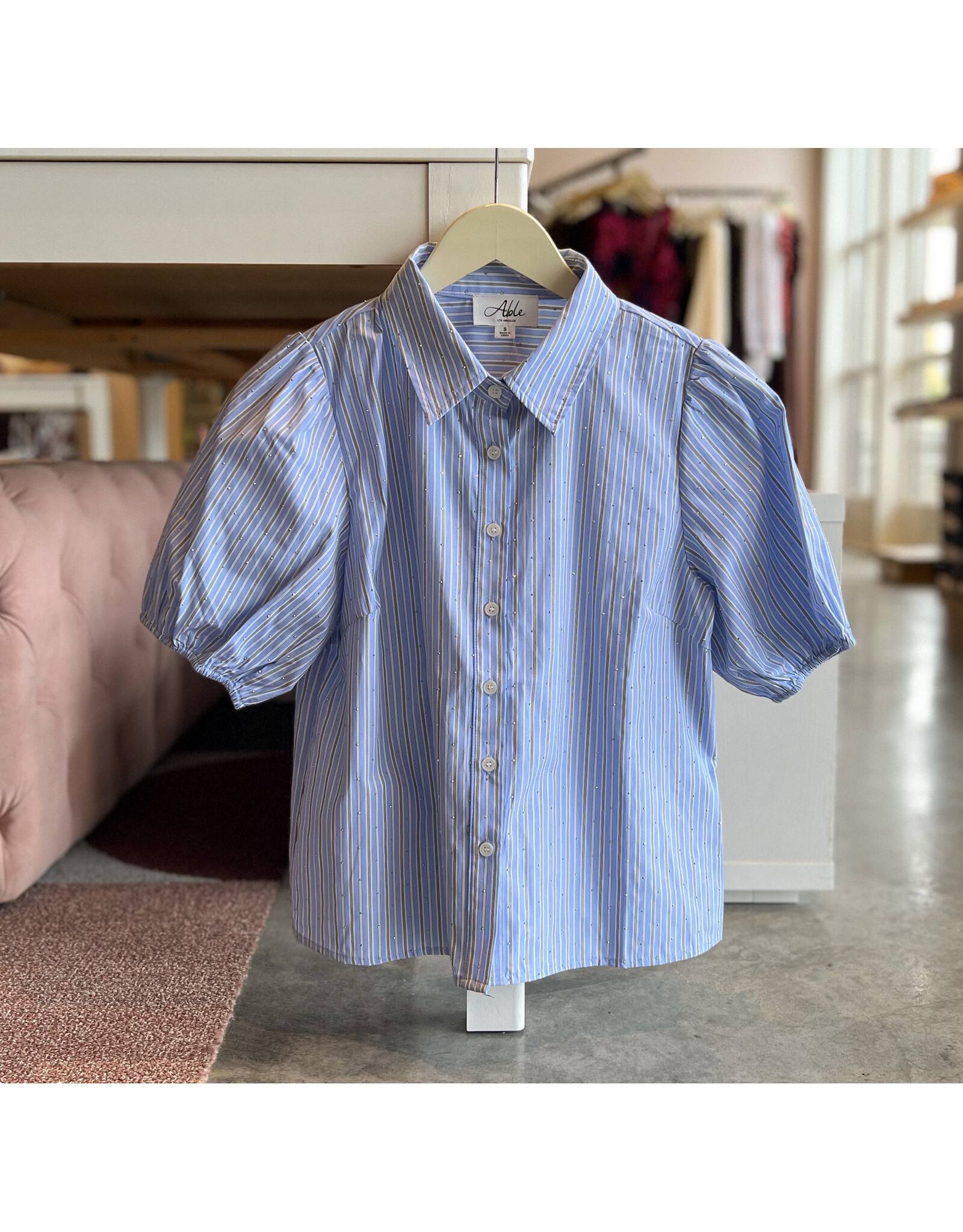 LEONARDO PUFF SLEEVE STRIPE TOP