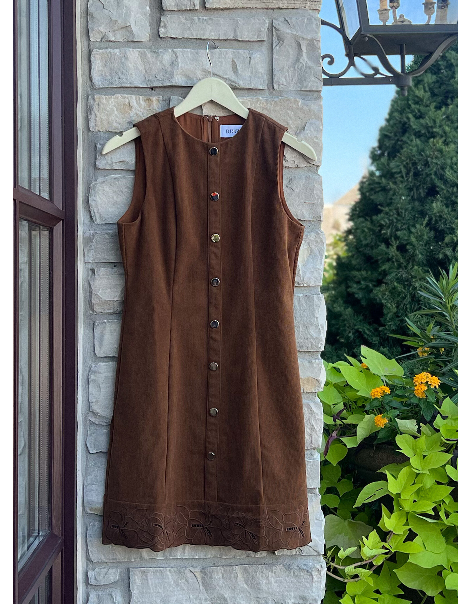 MYRA EMBROIDERED DETAIL CORDUROY MINI DRESS