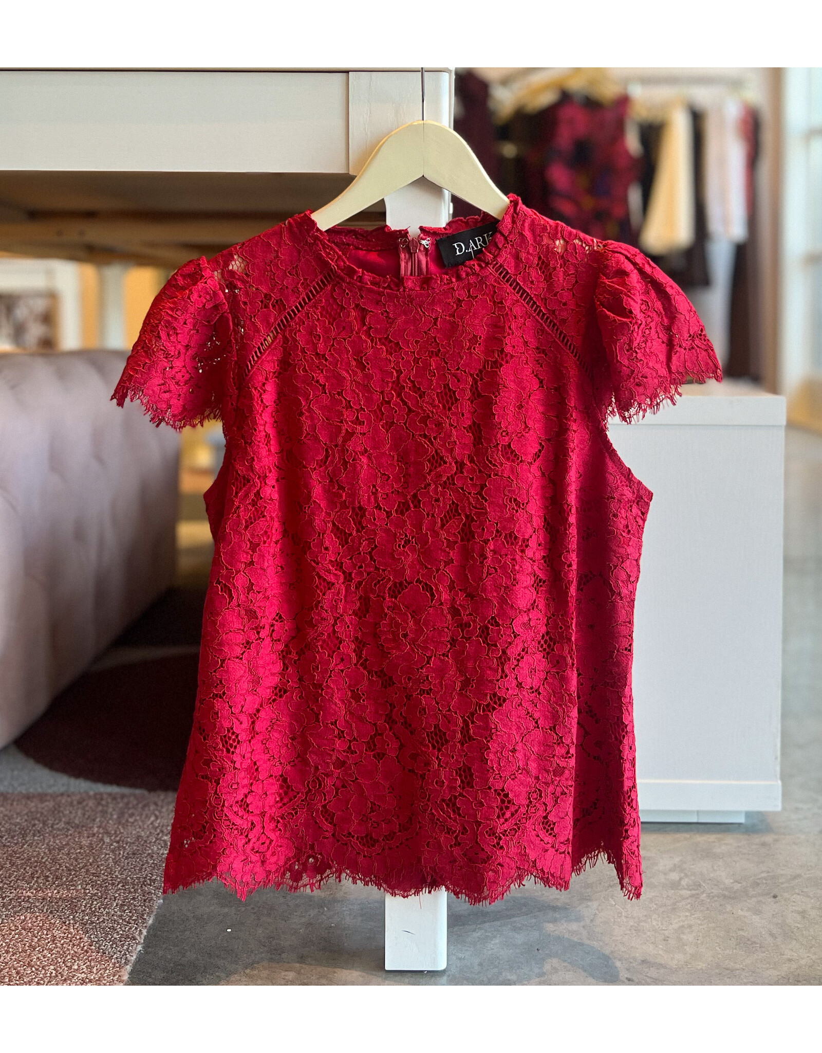 CORBIN MOCK NECK LACE TOP
