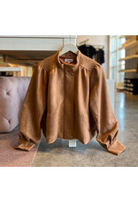AINARA SUEDE MOCK NECK ZIP UP JACKET