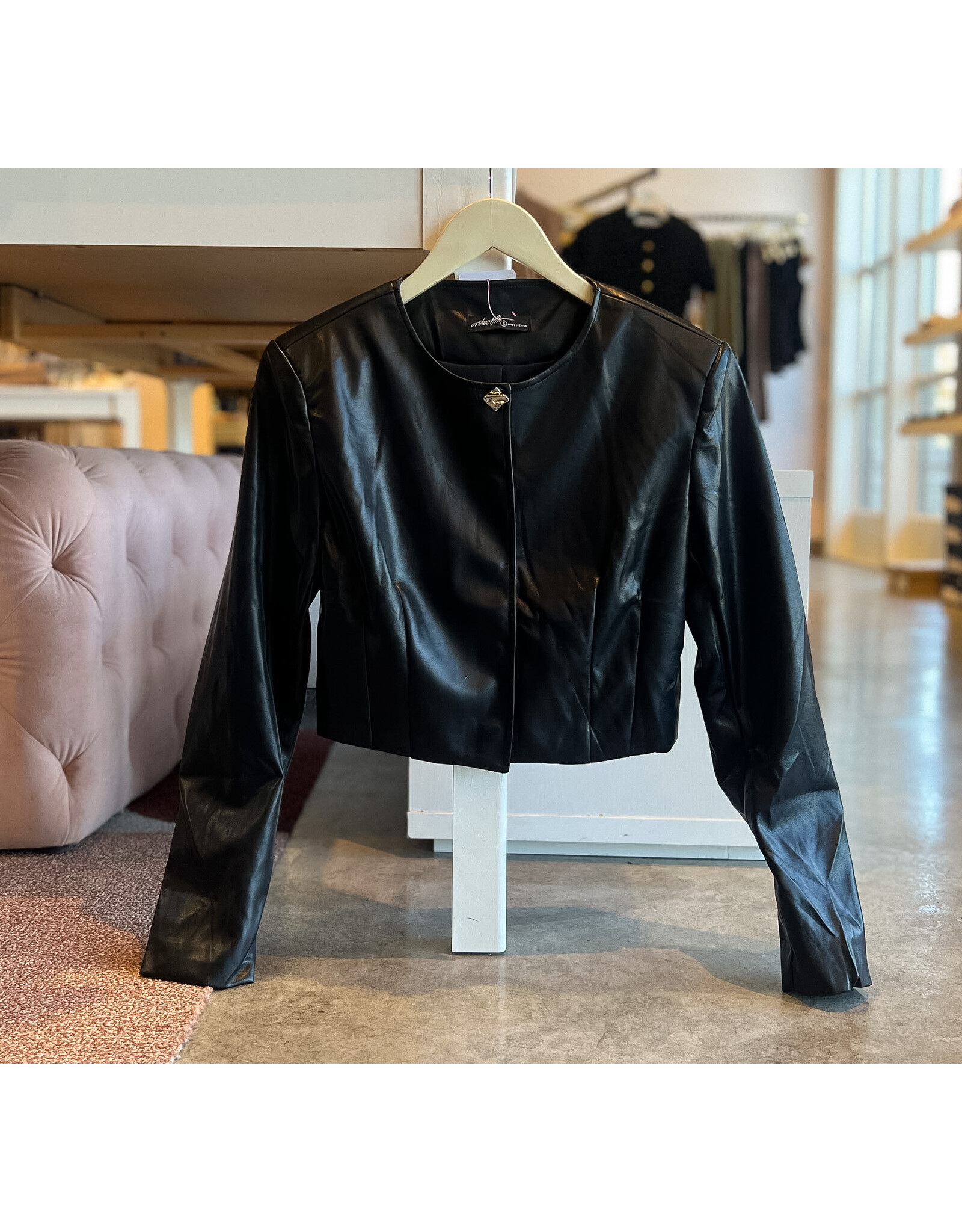 GABRIELE FAUX LEATHER CROPPED JACKET