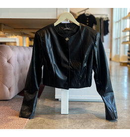 GABRIELE FAUX LEATHER CROPPED JACKET