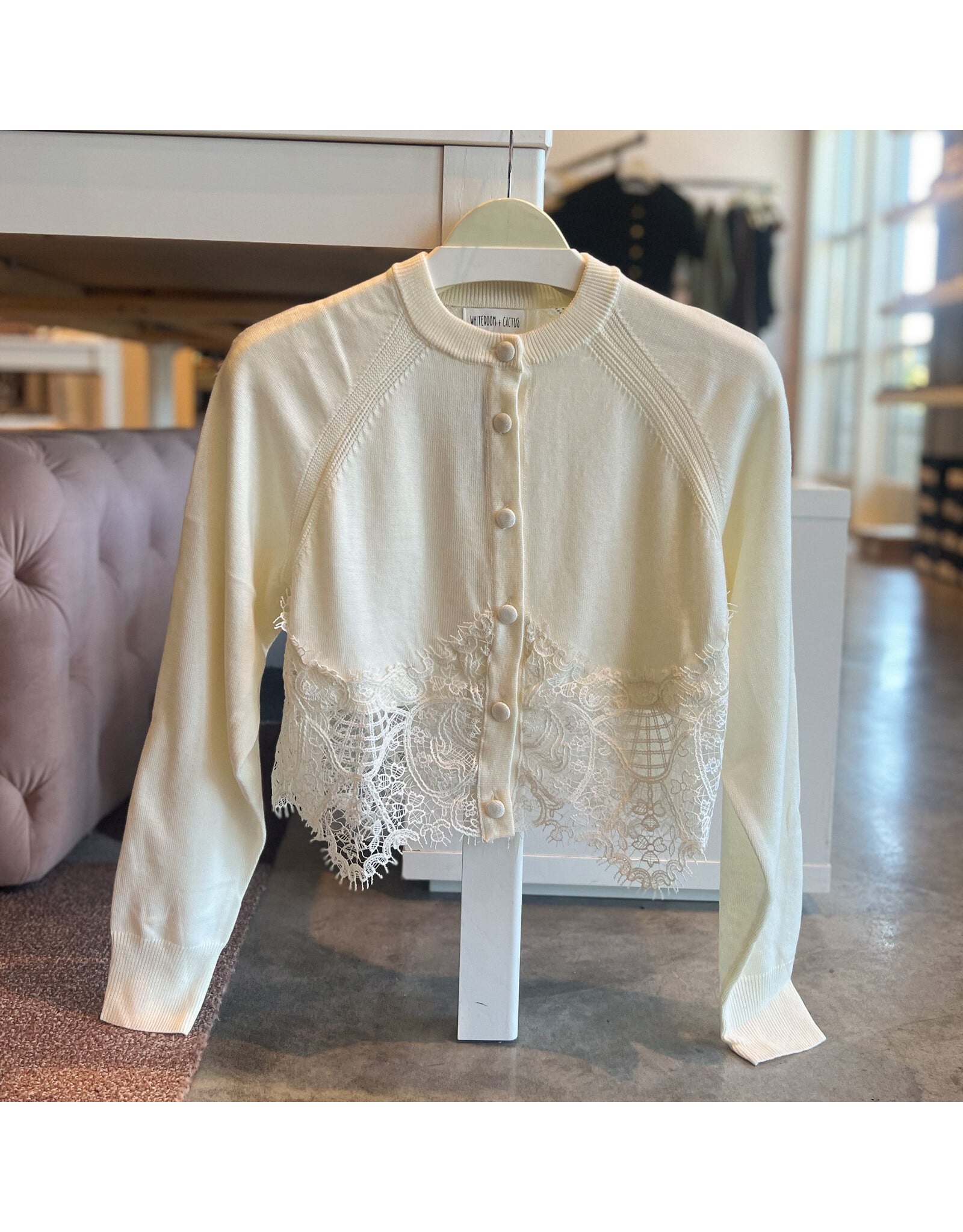 KYLEE  LACE EDGE DETAIL CARDIGAN