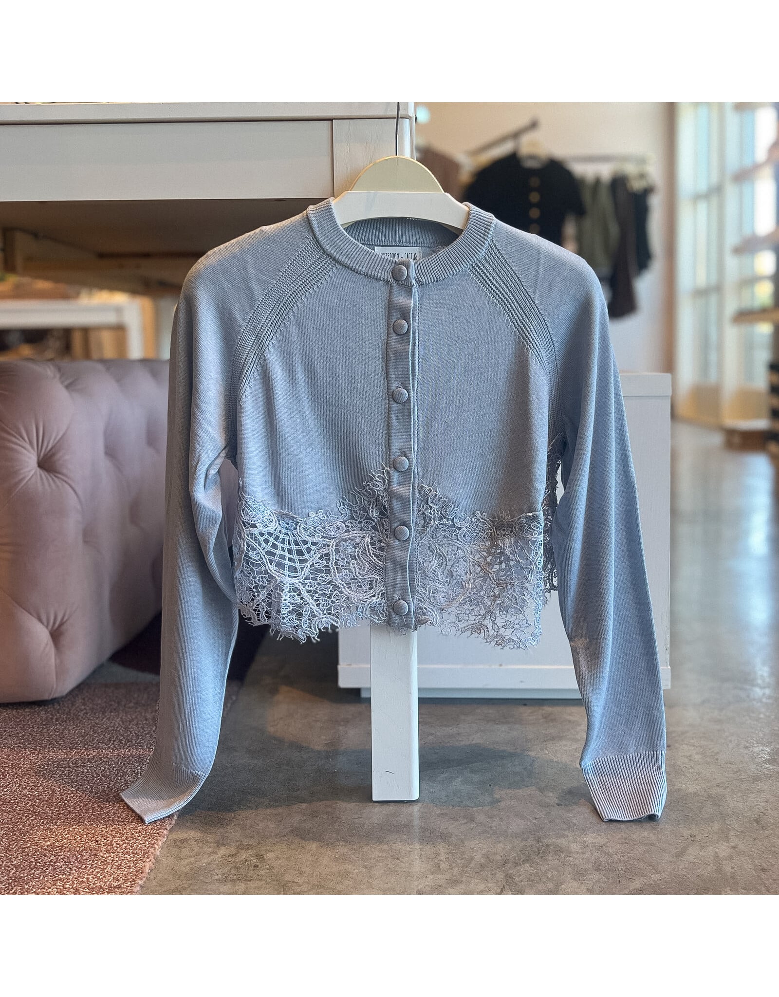 KYLEE  LACE EDGE DETAIL CARDIGAN