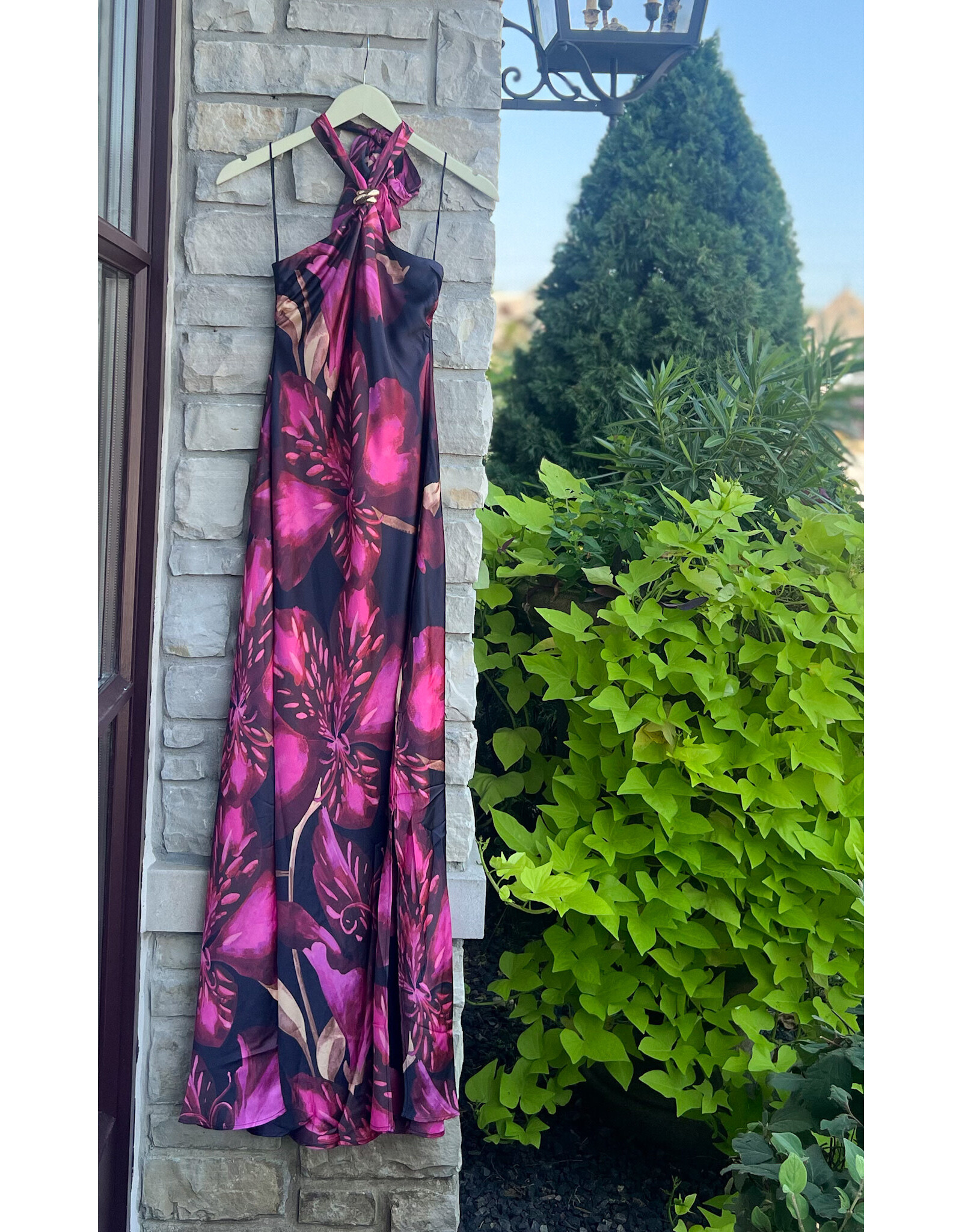 KOLYNA FLORAL PRINT HALTER MAXI