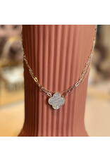 NOVAH PAVE CLOVER NECKLACE