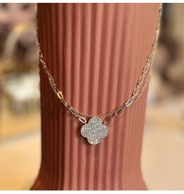 NOVAH PAVE CLOVER NECKLACE