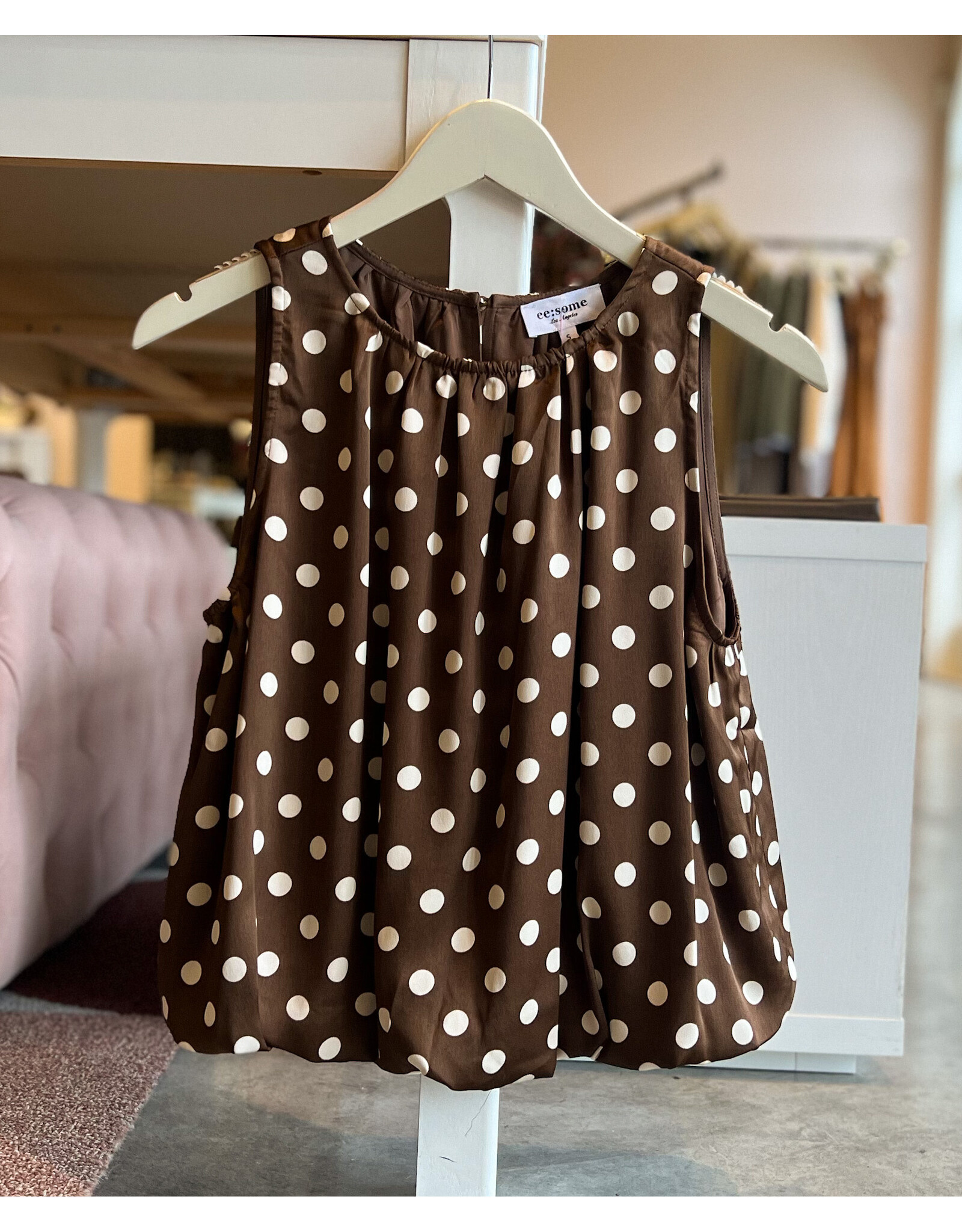 LORIA POLKA DOT SLEEVELESS BLOUSE