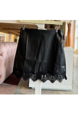 GYAN SCALLOP LACE LEATHER SKIRT
