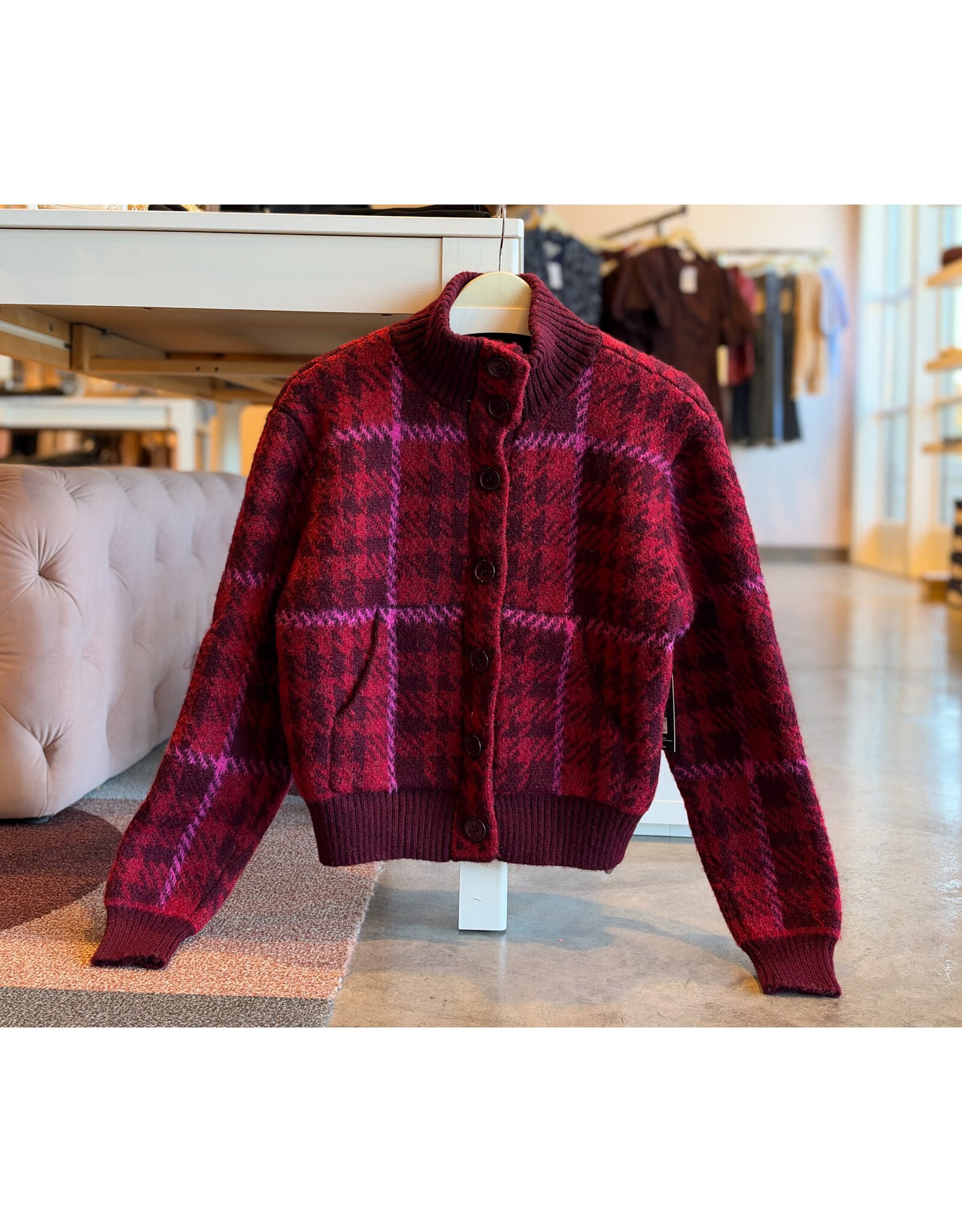 RD STYLE CAESAREA MOCK NECK BUTTON FRONT CARDIGAN