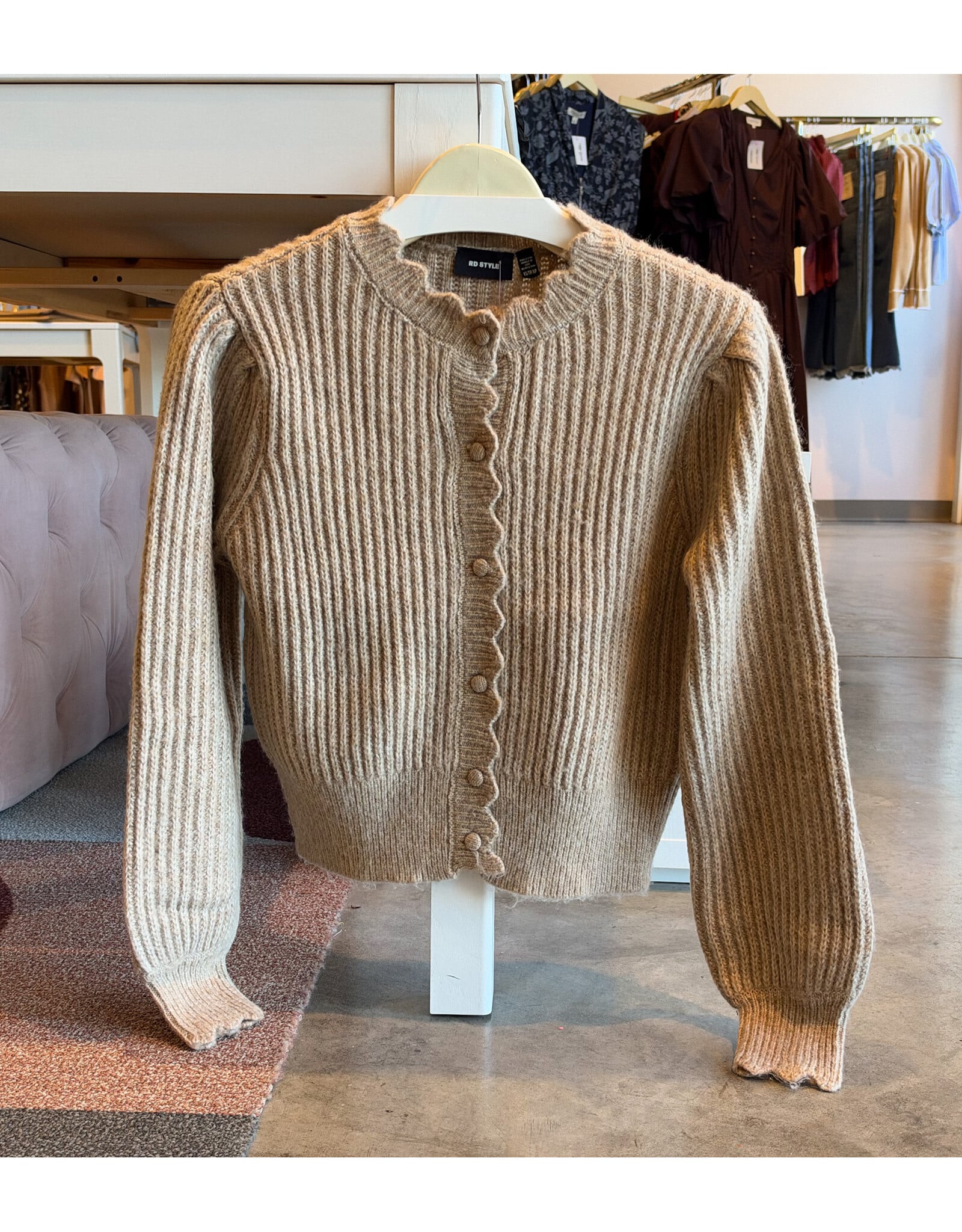 RD STYLE TRUDY LONG SLEEVE CREW NECK CARDIGAN