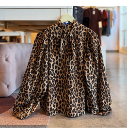 EUAN ANIMAL PRINT NECK BOW TOP