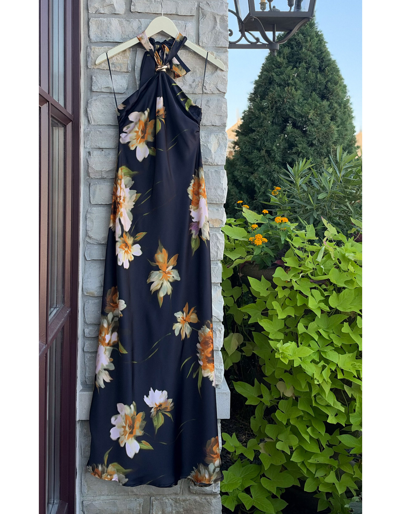 KOLYNA FLORAL PRINT HALTER MAXI