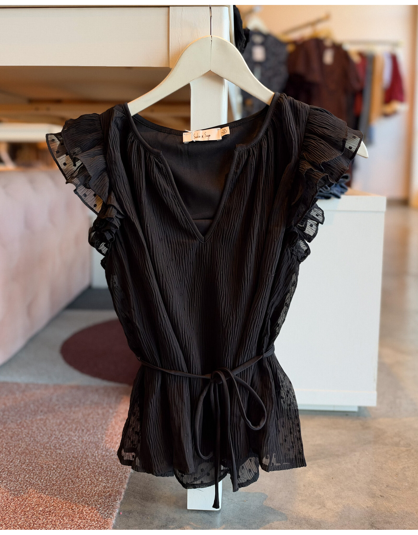 SADIE & SAGE NIGHTCAP RUFFLE SLEEVE BLOUSE
