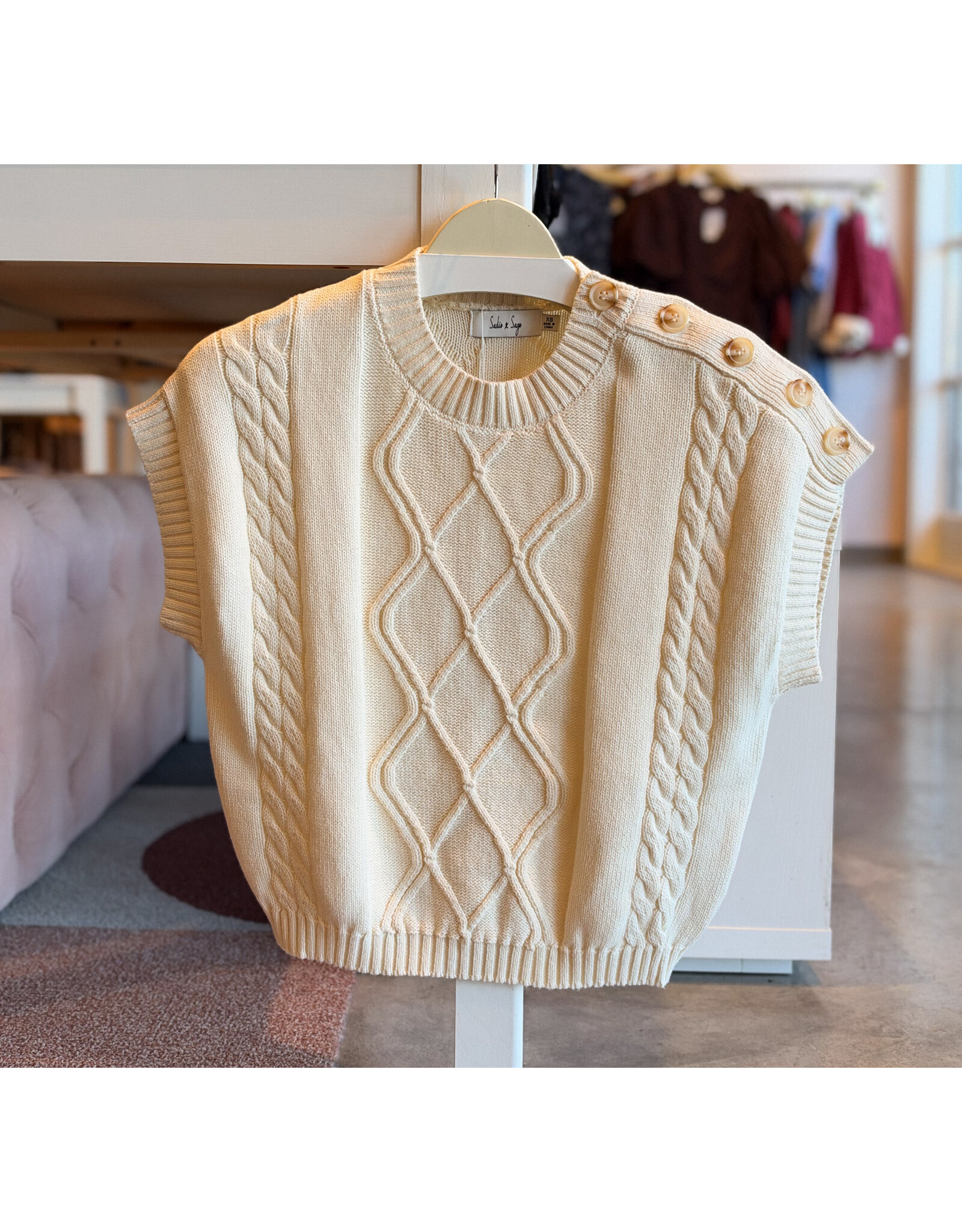 SADIE & SAGE TYPEWRITER BUTTON DETAIL SWEATER