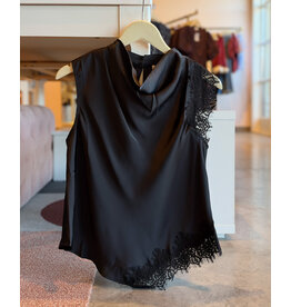 COSIMO LACE DETAIL SATIN TOP