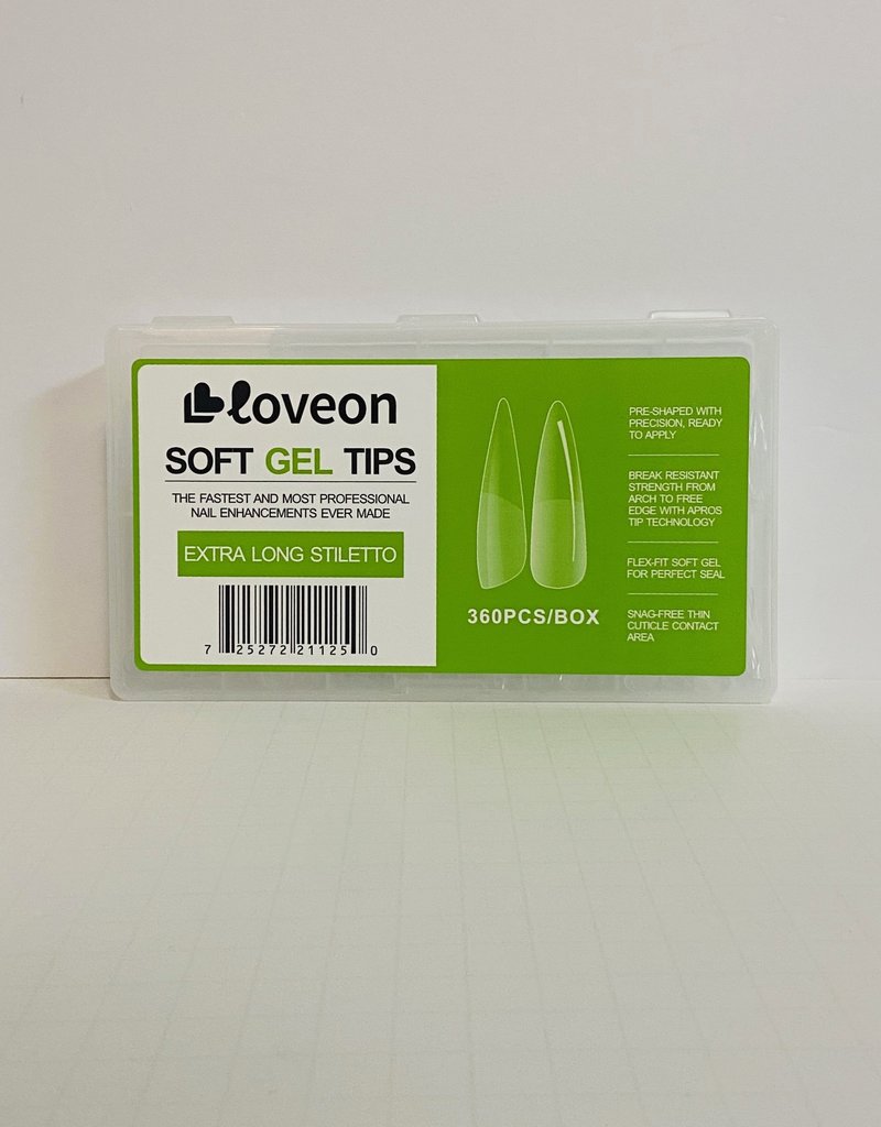 Loveon Loveon Soft Gel  Tips - Extra Long Stiletto 360pc.