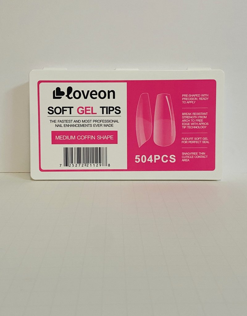 Loveon Loveon Soft Gel  Tips - Medium Coffin Shape 504pc.