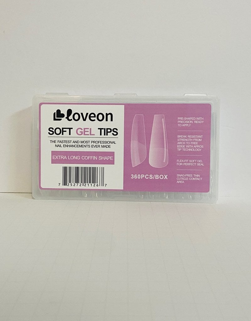 Loveon Loveon Soft Gel  Tips - Extra Long Coffin Shape 360pc.