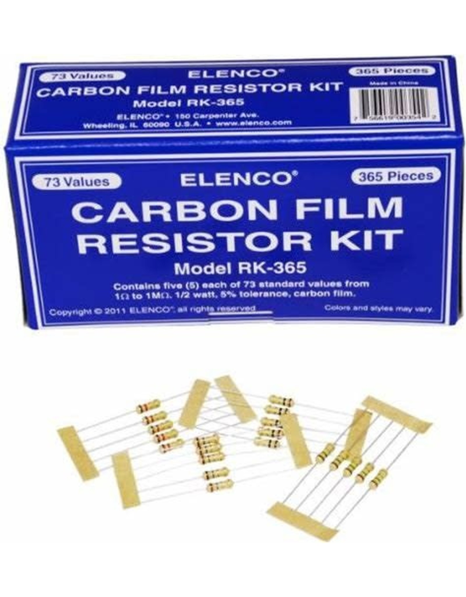 365pc. 1/2Watt Carbon Film Resistor Kit