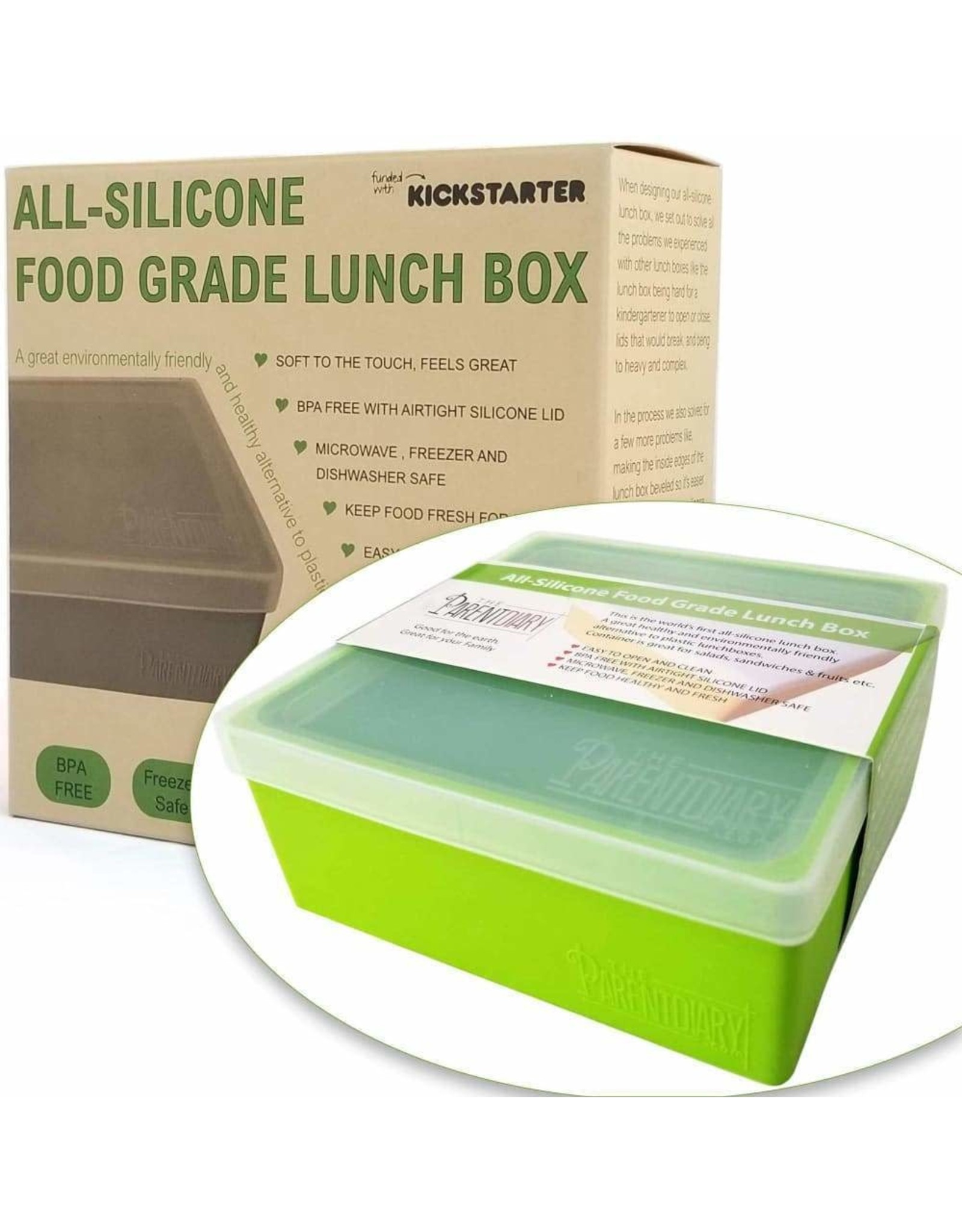 All Silicone Lunch Box Single Compartment Lime Green