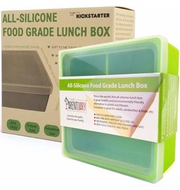 All Silicone Lunch Box 3 Compartment Green