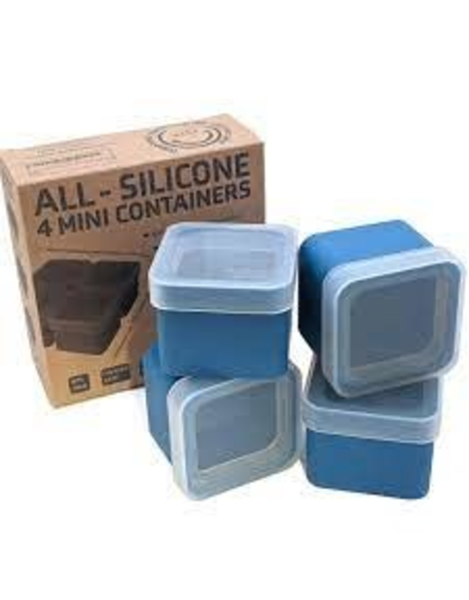 All Silicone 4 Mini Containers Blue