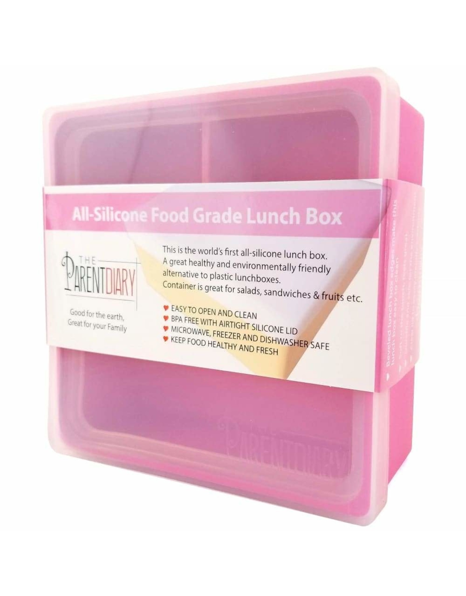 All Silicone Lunch Box Single Compartment Pink