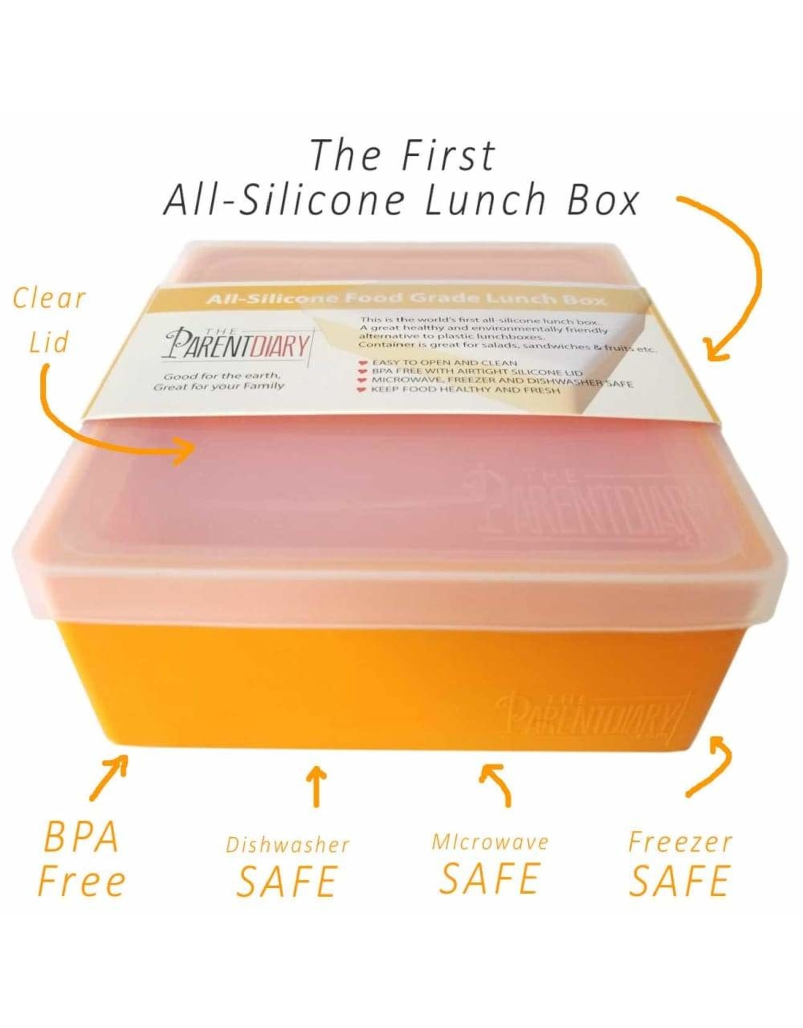 All Silicone Lunch Box Single Compartment Orange