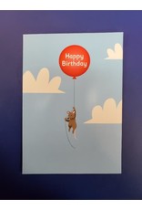 Mouse With Balloon Birthday Card