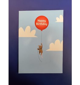 Mouse With Balloon Birthday Card