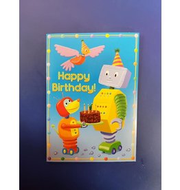 Robot Dog Offers Cake Birthday Card