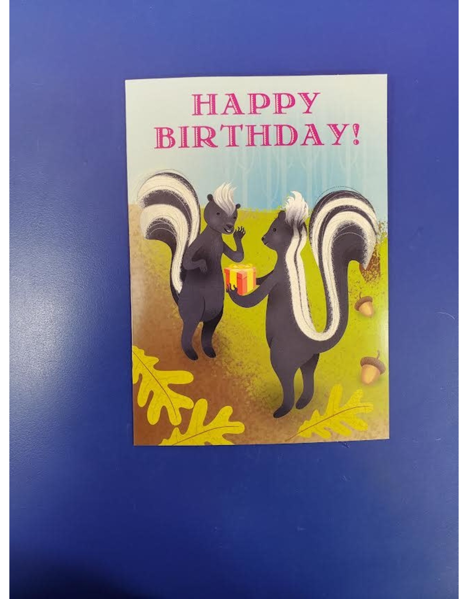 Skunks With Presents Birthday Card