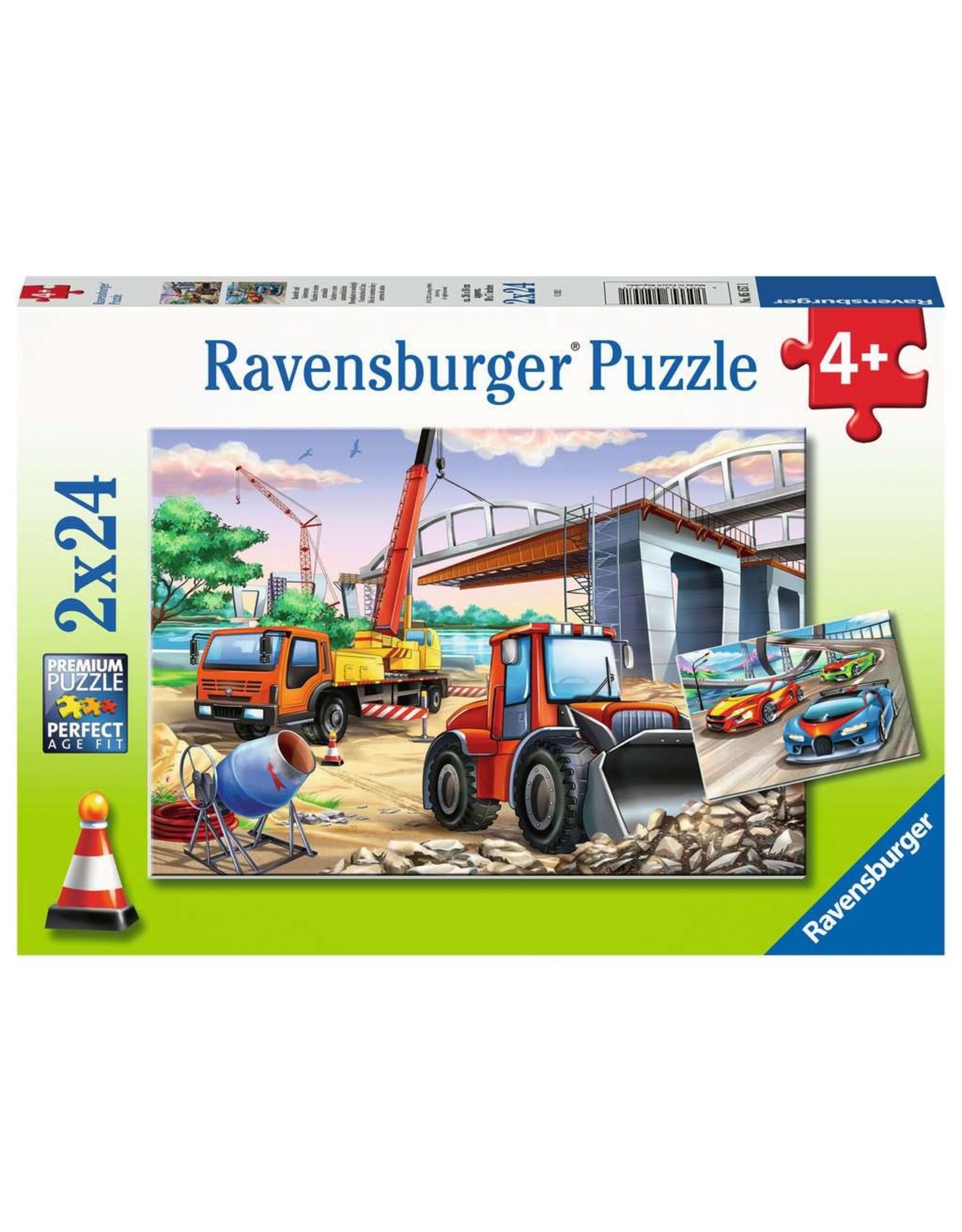 Construction and Cars 2 Puzzles 24 pc Each