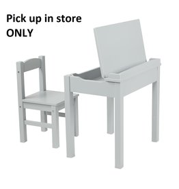 Wooden Lift-Top Desk & Chair - Gray
