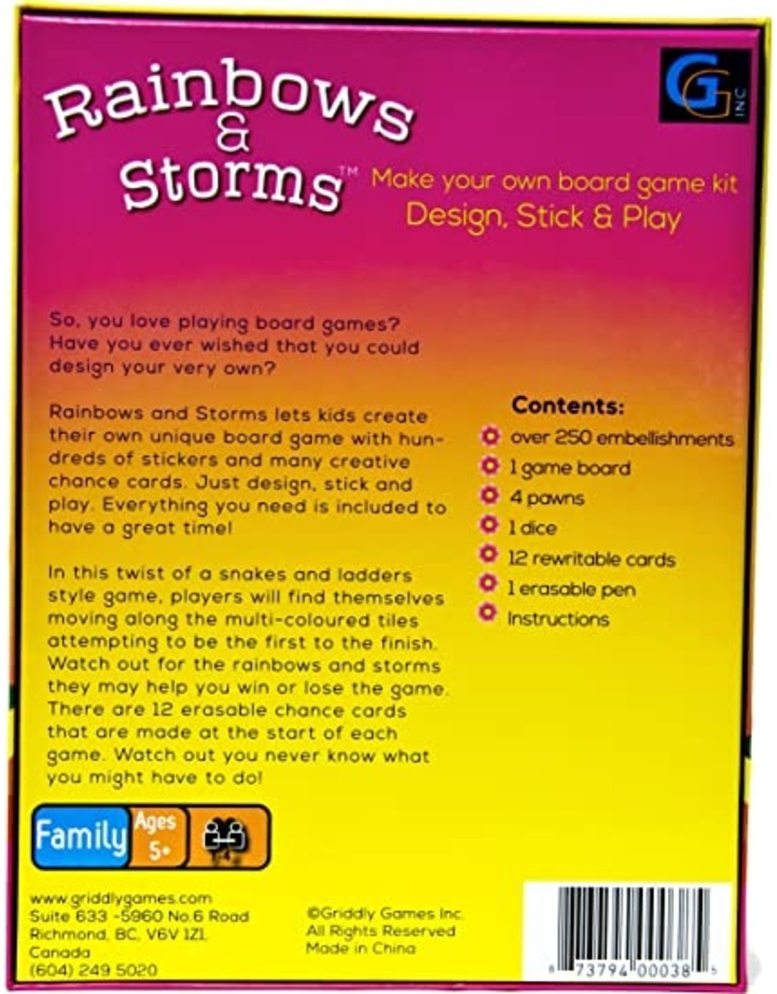 Rainbows and Storms Make Your Own Board Game