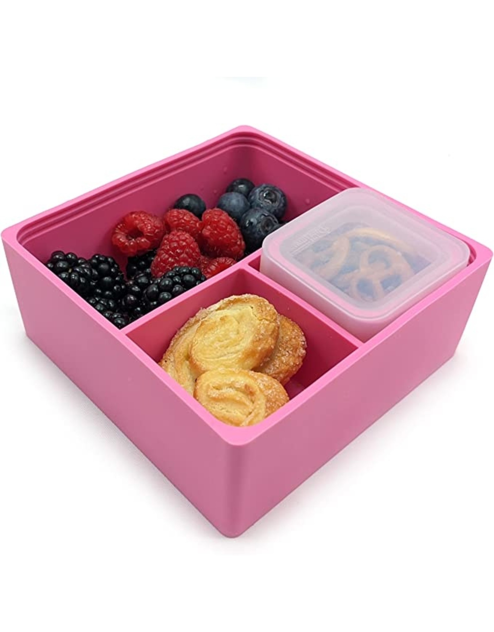 All Silicone Lunch Box 3 Compartment Pink - The Toy Quest